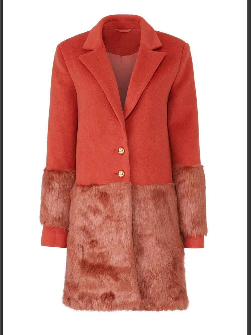 KEEPSAKE the Label Rust Orange Faux-Fur Trim Trench Coat